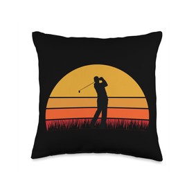 Golfing Golfer Par Course Links - Sunset Retro Throw Pillow
