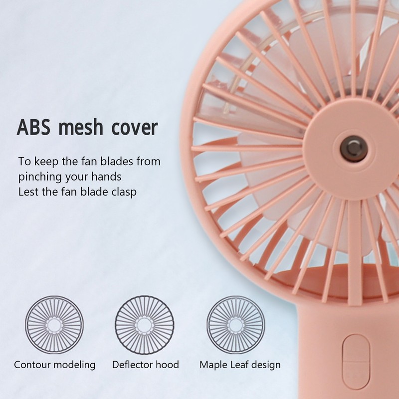 Handheld Misting Fan Quiet 2000mAh 3 Wind Speed 2 Spray