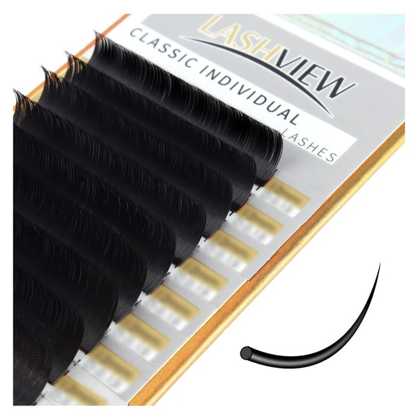 LASHVIEW Eyelash Extensions,Individual Lashes, Eyelash Extension,0.20mm M Curl 15mm Classic