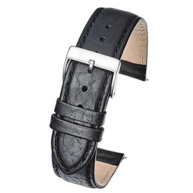 Alpine Black Soft-Stitched Semi-Padded Genuine Leather Buffalo Full Grain Leather Watch Band | Replacement Watch Band | Premium Long Leather Watch Strap for Men | 22XL Watch Strap for Wider Wrists