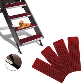 JILIEASE RV Step Covers - 4 Pack 24"x7.5" Durable Carpet Stair Covers for Camper, Mobile Home, and RV Steps, Non-Slip Red Stair Mats for Outdoor Use(Red, 24"x7.5")