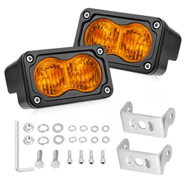 AKD Part - Cápsulas LED ámbar de 3 pulgadas, luces antiniebla LED CREE de 40 W, luces pequeñas de persecución de ámbar, luces de conducción todoterreno, 2 paquetes para camioneta, motocicleta, SUV,