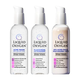 Liquid Oxygen Acne Treatment System for Acne-Prone Skin | Oxygen-Infused | Cleansing Wash, Blackhead Astringent & Hydrating Moisturizer | Blemish Control & Pimple Treatment | Dermatologist-Recommended