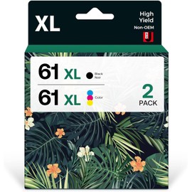61XL Ink Cartridge Combo Pack Remanufactured for HP Ink 61XL Work with HP61 Envy 4500 5530 4502 5535 OfficeJet 4630 4635 4610 2620 DeskJet 1000 1010 1512 2540 Printer(Black, Tri-Color)
