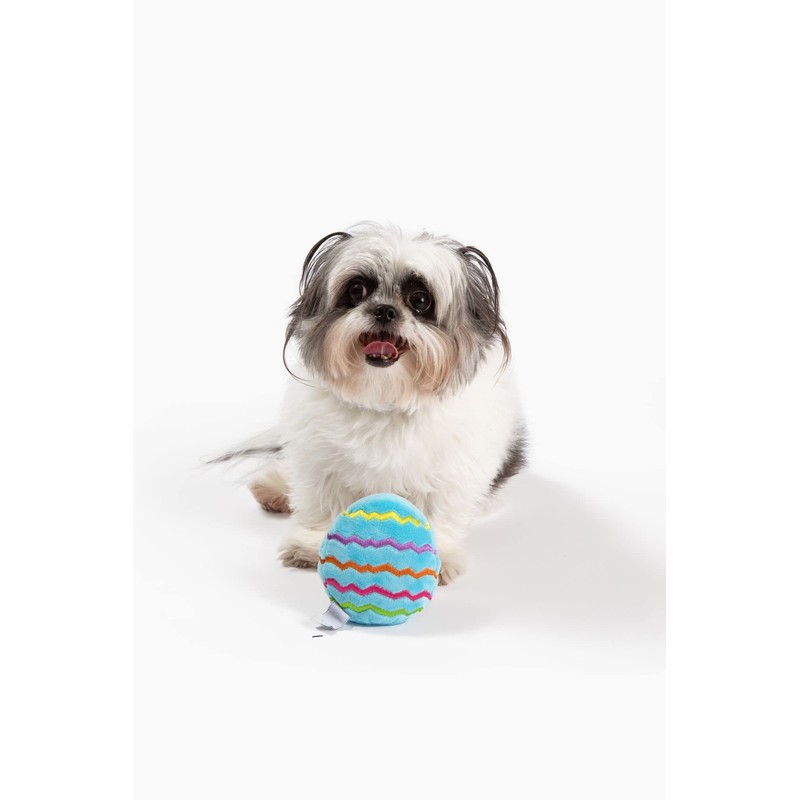 Midlee Plush Easter Egg Dog Toy- Blue (Small)