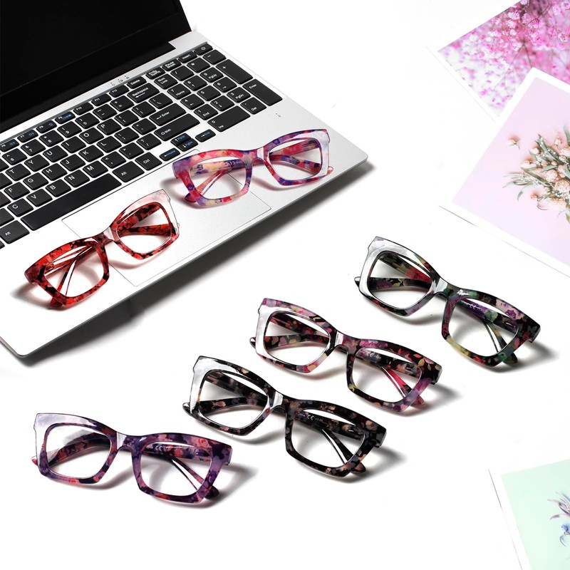 ZOECENT 6 Pack Oprah Style Reading Glasses for Women Blue