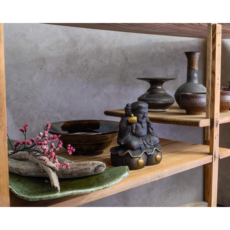 ≪圓徳院公認≫豊臣秀吉 三面大黒天 small（木製：桧）＿仏像 フィギュア 七福神 大黒天 イスム isumu (さんめんだいこくてんS)