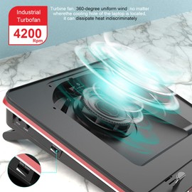 IETS GT500 Powerful Turbo-Fan (4600 RPM) RGB Laptop Cooling Pad with Infinitely Variable Speed,Seal Foam for Rapid Cooling Gaming Laptop,Dust Filter for Protect Laptop,13-17.3inch Laptop Cooler