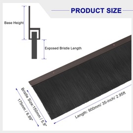 uxcell Door Brush Bottom Sweep H-Shape Aluminum Alloy Base with 5.9-inch PP Brush for Home, Industrial (35-inch L, Black)