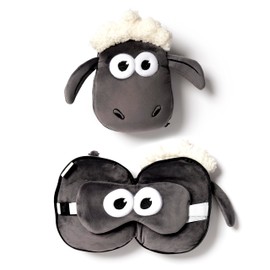 Puckator Relaxeazzz Travel Pillow with Mask - Shaun, Sheep Life