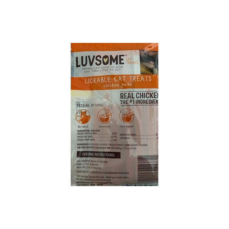 Luvsome Lickable Cat Treats Chicken Puree` (1) Pack with 4