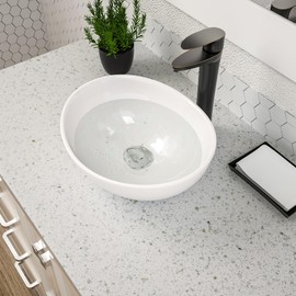 Dcolora Bowl Sink for Bathroom 16"x13" White Oval Vessel Sink Above Counter Vanity Sink Bowl Basin, Boat(Egg) Shape 16"x13" - DC-V8897