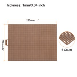 MECCANIXITY 4pcs 8"x11" Plastic Mesh Canvas Sheet 6 Count Needlepoint Blank Canvas for Embroidery Knit Crochet Acrylic Yarn Crafting, Brown