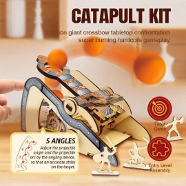 Livevie3D Wooden Catapult Kit STEM Toy for Kids, Includes Panels, Elastic Bands
