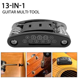 Musiin 13-in-1 Guitar Multi-Tool, Portable Tool for Acoustic Guitar, Bass, Comes with 6 Sizes of Folding Allen Wrenches, Screwdriver, Three Sizes of Socket Wrenches and Other Tools