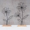 levandeo Stand Flower Set of 2 Metal Wood Black Natural