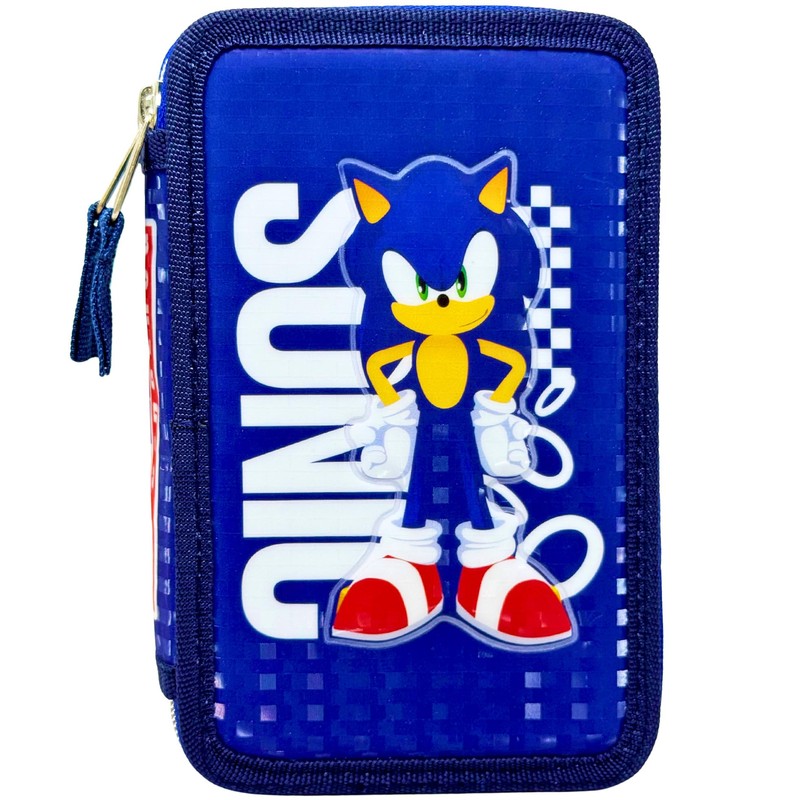 Clondo Astuccio 3 Scomparti Scuola Bambini Per Sonic Fan Completo