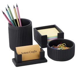 Set of 4 Modern Concrete Desk Accessories for Office Decor