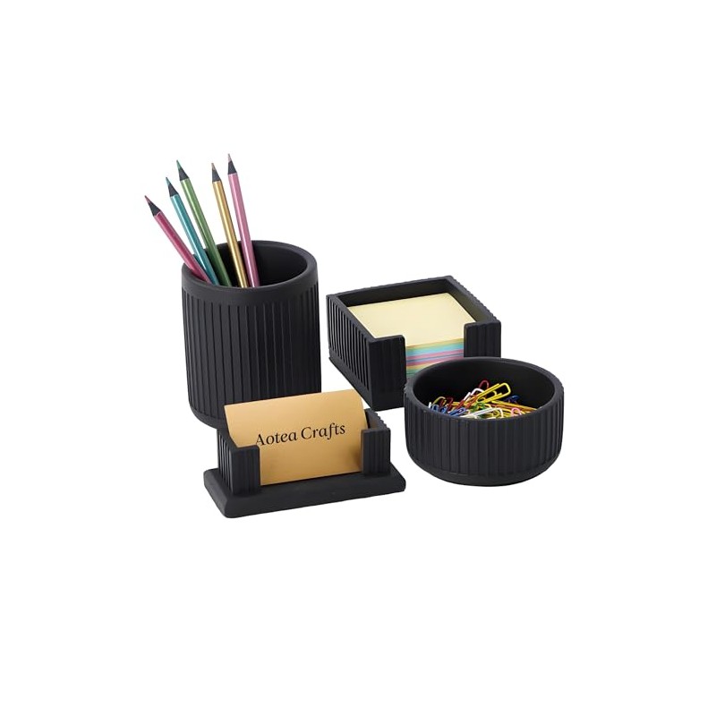 Set of 4 Modern Concrete Desk Accessories for Office Decor