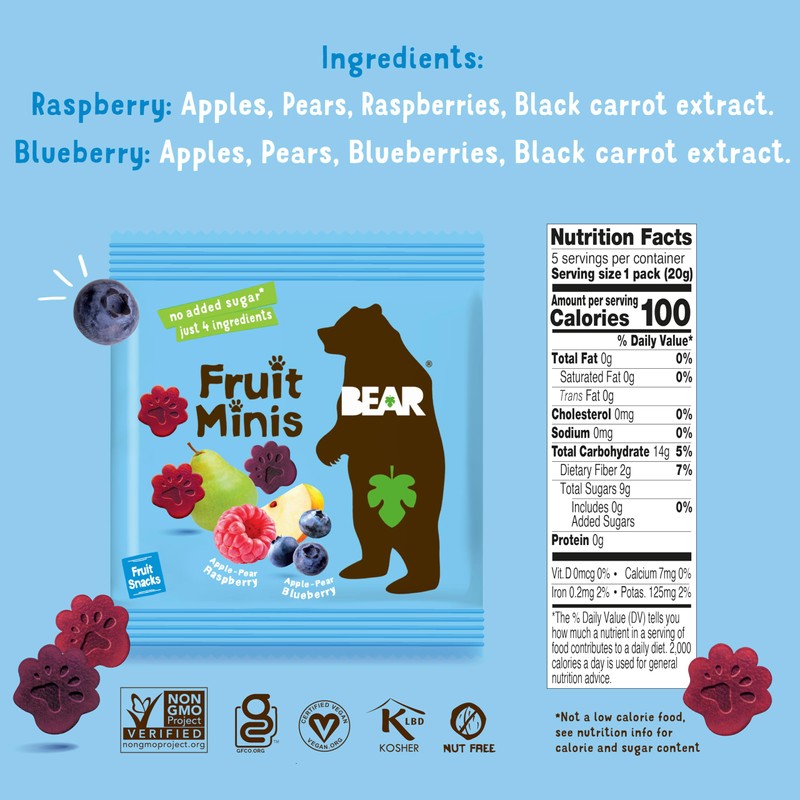 BEAR Fruit Snack Minis – Bite-Sized Snacks For Kids -