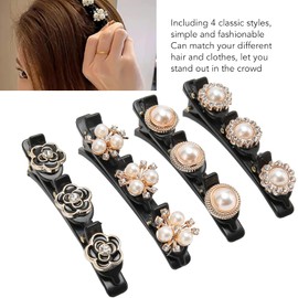 Pinzas para el Pelo Trenzadas con Piedra de Cristal Brillante para Mujer, 4 Pinzas para el Pelo Trenzadas con 3 Clips Pequeños para Niñas