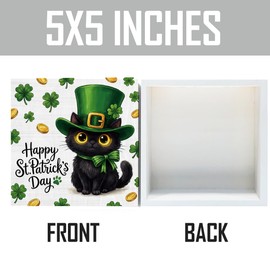 XFW Happy St Patrick's Day Black Cat Decorations Shamrocks Decorations for Home Table,Tiered Tray,Office,Mantle Decor St Patricks Day Decor 5 x 5 Inch