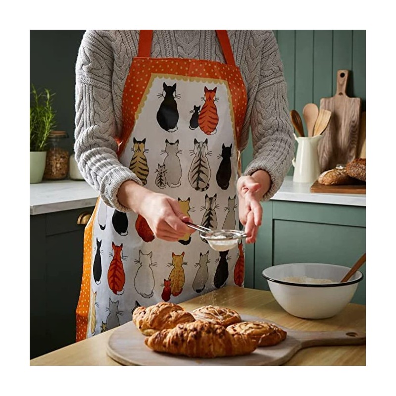 Ulster Weavers Cats in Waiting Apron - PVC/Oilcloth Cotton Orange