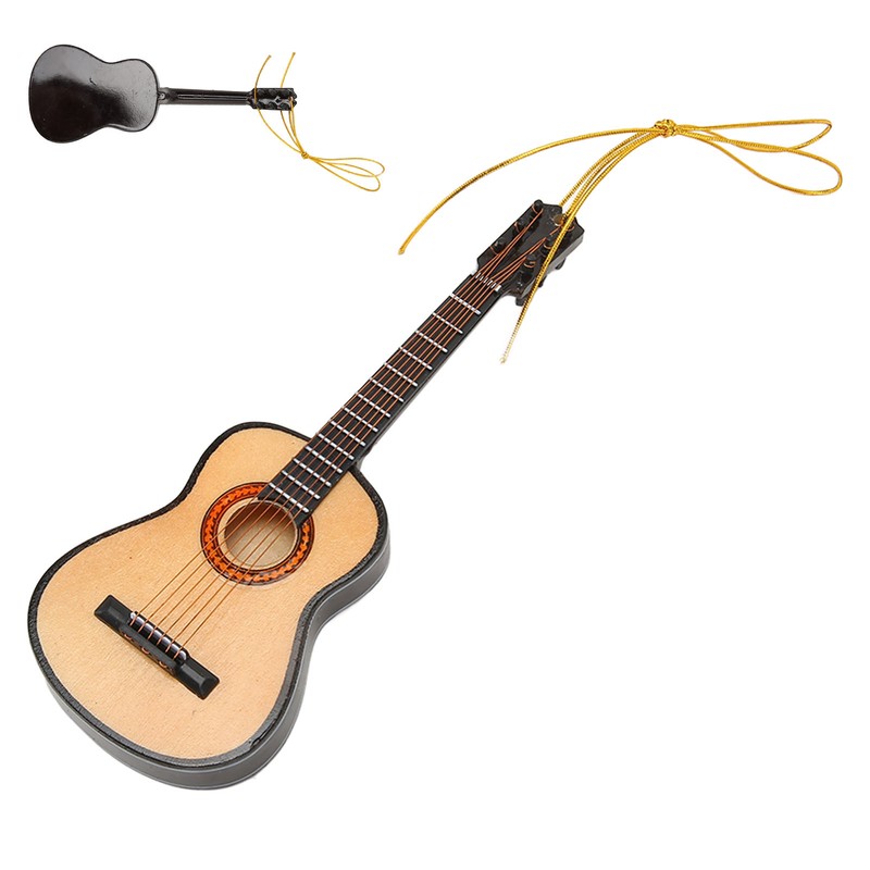 Guitar Model Lifelike Decorative Wooden Miniature Guitar Ornament for Christmas