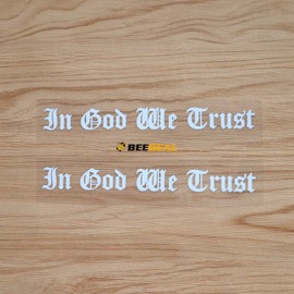 in God We Trust Lettering Sticker Decal Vinyl American - 2 Pack White 6" - for Car Boat Laptop Cup No Background Die-Cut