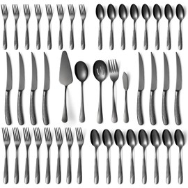 45-Piece Silverware Set Stainless Steel Flatware Set for 8 with Serving Utensils Include Dinner Fork Knife Spoon Cutlery Utensil Set for Home Kitchen Restaurant
