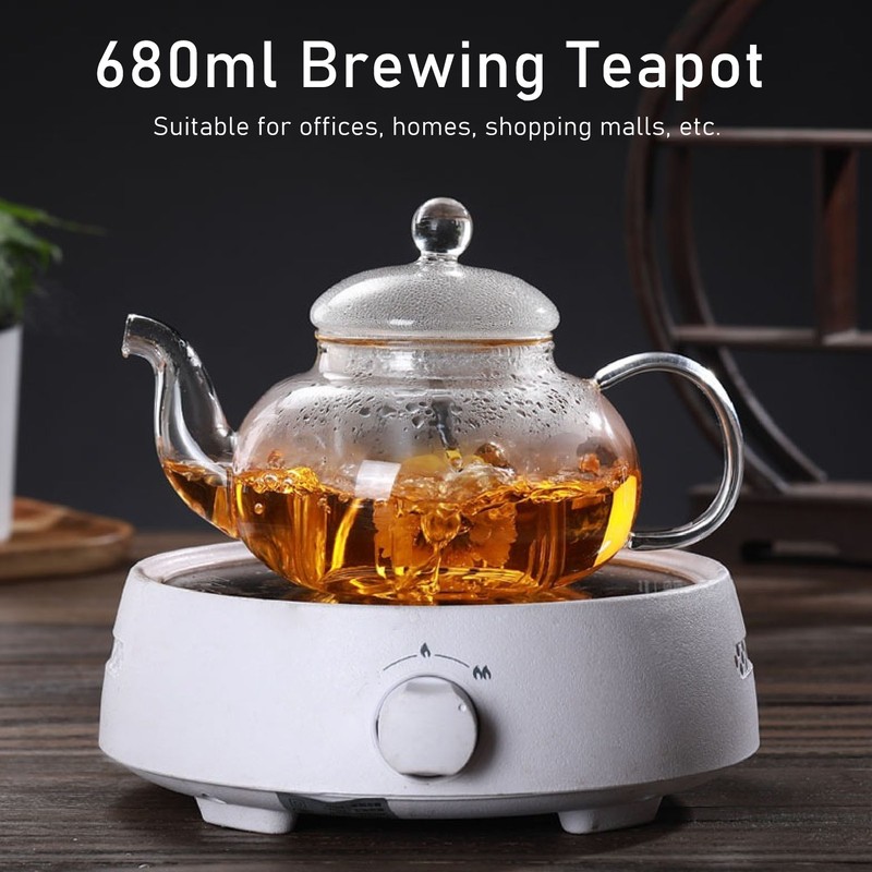 680ml Glass Teapot with Filter Heat Resistance Transparent Tea Kettle