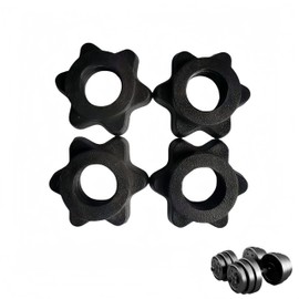 25mm Barbell Bar Hexagon Nuts, Dumbbell Clips Spinlock, Barbell Bar Clip Spin-Lock Screw Clamp,Anti-Slip Hexagon Nuts Screw Collar Clamps,for Weight Dumbbell Lifting Fitness Trainin (Black, 4PCS)