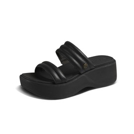 REEF Lofty Lux Hi Women's Fashion Platform Sandal, Soft Molded Footbed, Black, 10