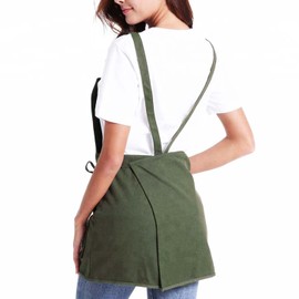 Heavy Cotton Artist Painter Work Apron with Tool Pockets - Waterproof Adjustable Professional Gardening Woodshop Tool Aprons with Pouches - Barber Hairstylist Cross Back Unisex Apron Olive Green
