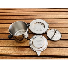 Vietnamese Coffee Filter Set - Portable French Press Coffee Maker. Gravity Insert, Reusable Stainless Steel Filter (4.1oz)