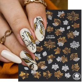 Thanksgiving Nail Stickers Maple Leaf Leaves Fox Nail Decals 3D Self-Adhesive Nail Art Supplies Accessories for Thanksgiving Nail Art Stickers Nail Decoration DIY Design (9 Sheets)