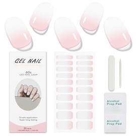 JMEOWIO Gel Nail Stickers White Cream Coffee Gradient Color Semi Cured Gel Nail Strips Wraps UV/LED Supplies Nails Art Design Decoration Accessories