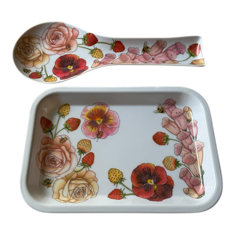 Ladle Rest + Tray Set, 2 Pcs Spoon Rest with