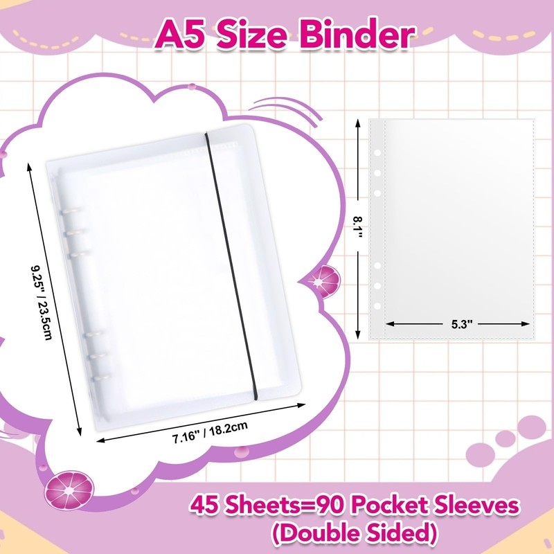 SHANGRLA Large 5x8 and 5x7 Index Card Binder Holder with