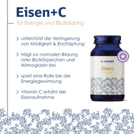 Dr. Wunder® Liposomal Iron 21 mg: 45 Vegan Soft Capsules | Gastric Friendly Vegetable Iron in Real Liposomal Form | 21 mg Elementary Iron | Contains Curry Leaf, Aronia & Aspergillus oryzae