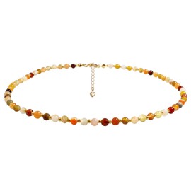 Beaded Gemstone Necklace for Women, Colorful Boho Bead Necklace Natural Healing Crystal Stone Choker Necklace Summer Beachy Gemstone Jewelry for Daughter Friends