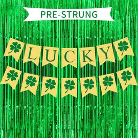 Saint Patricks Day Decorations, Fufuddz Felt Shamrock Garland Banner for Office Door Irish Lucky One Birthday Football Party Supplies Green Backdrop Foil Curtains Decor Happy St Pattys Gifts for Girls