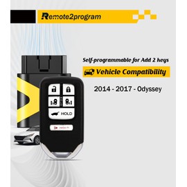 Remote2program Smart DIY Programming Car Key Tool for No Working Remote and Keyless Entry Remote Replacement for 2014-2017 Honda Odyssey with FCC: KR5V1X (6 Buttons)