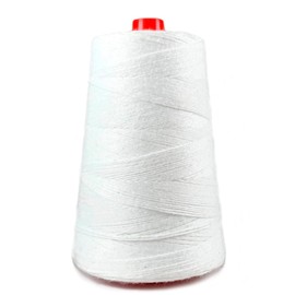 PAMPOLS Pack of 5 Rolls of Thick Polyester Yarn for Bag Sewing Machine | High Strength Rope for Closing | Bags 5 Cones of 20/4 of 200 g | White (White)