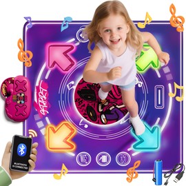 Vanvimen Dance Mat for Kids Girls Boys Ages 3-5 4-8 8-12, Rechargeable 5 Mode Dance Mats for Girls Kids with Bluetooth, Music & LED Light, Birthday Toys Gifts for 3 4 5 6 7 8 9 10+ Year Old Girls