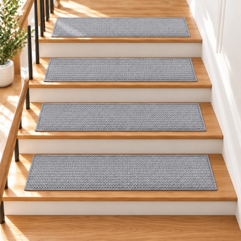 Non-Slip Stair Treads for Indoor Steps – Washable Imitation Linen