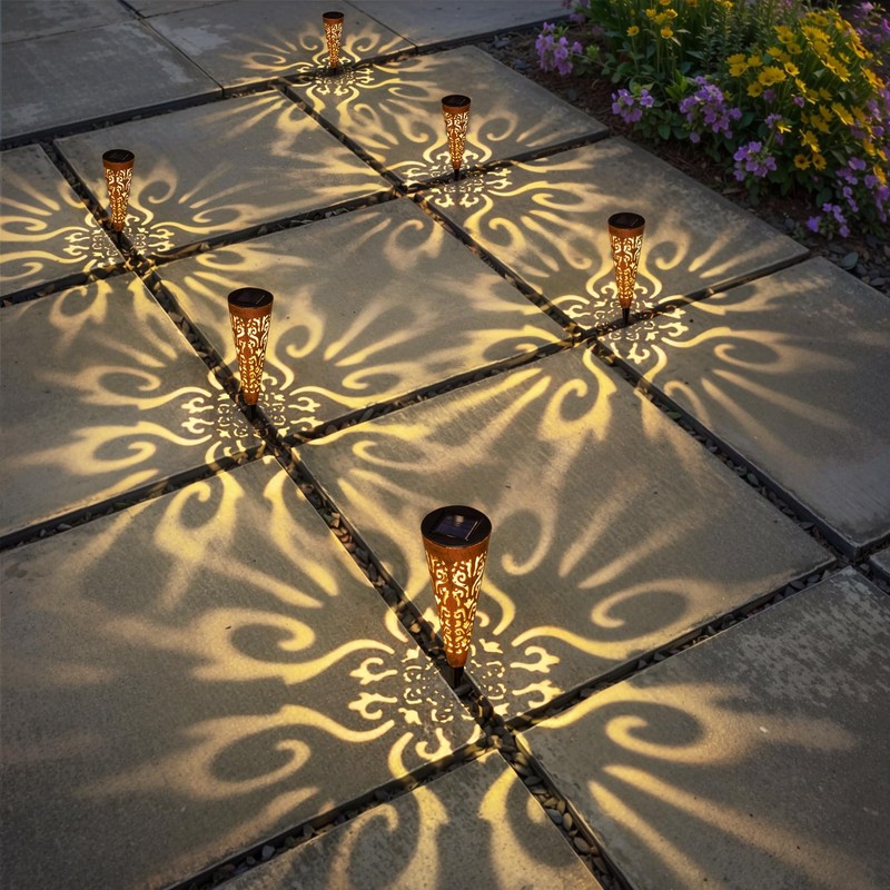 Go2garden 6Pcs Garden Solar Lights Outdoor Stakes Decorative Lighting for