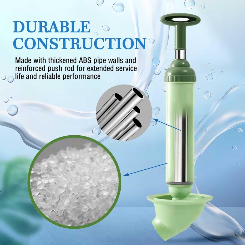 Professional Toilet Plunger, High Pressure Unclogger with Curved Head Design,