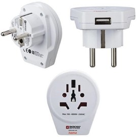 Hama World to Europe Travel Adaptor USB for 2 and 3-Pin Devices 1x USB