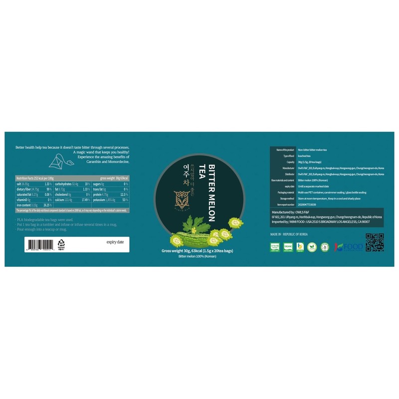 Herbal Caffeine-Free Tea Bags, 10/15 Count (Bitter Melon)